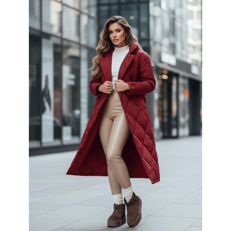 Női téli kabát WARMISSA, steppelt, bordó