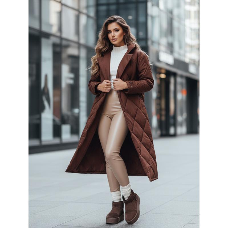 Női steppelt kabát WARMISSA, barna