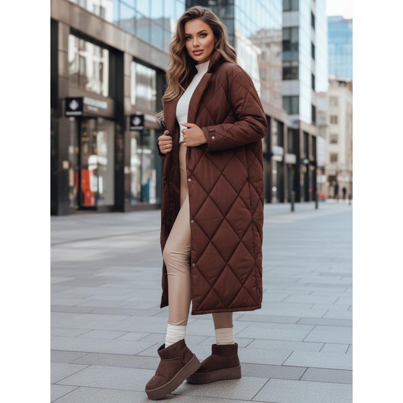 Női steppelt kabát WARMISSA, barna