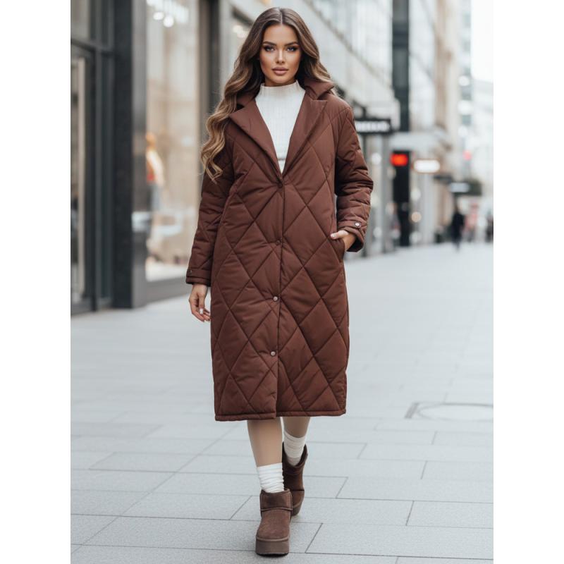 Női steppelt kabát WARMISSA, barna