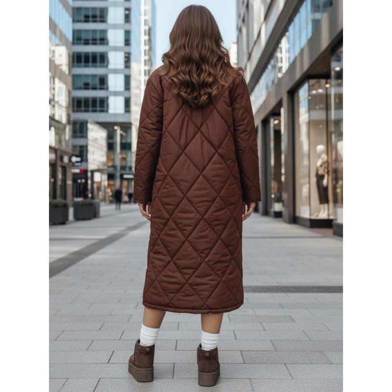 Női steppelt kabát WARMISSA, barna