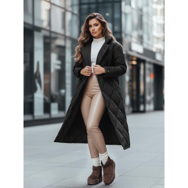 Női steppelt téli kabát WARMISSA, fekete