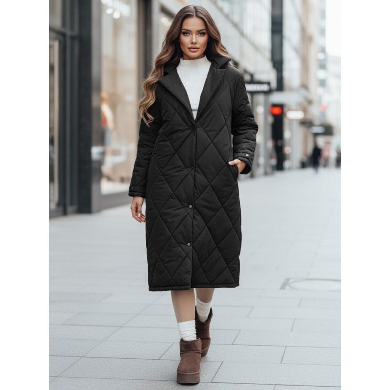 Női steppelt téli kabát WARMISSA, fekete