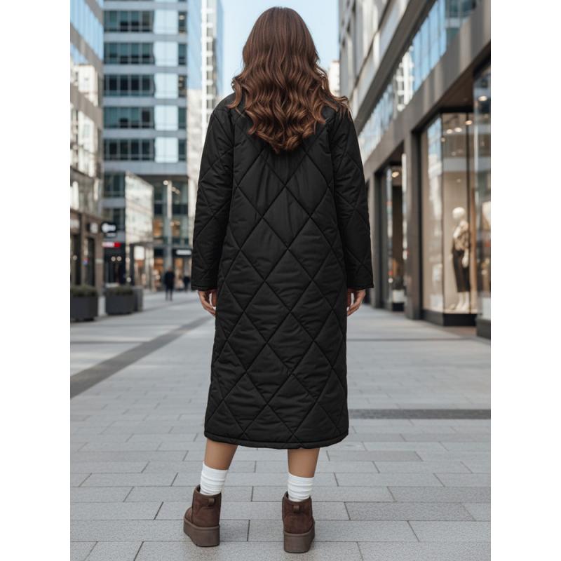 Női steppelt téli kabát WARMISSA, fekete