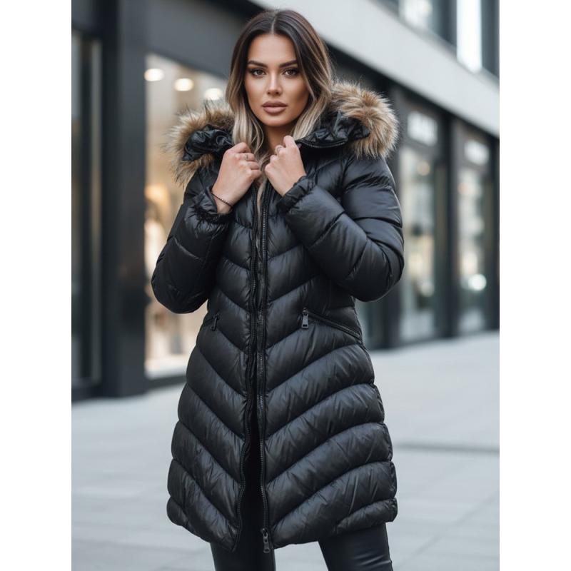 Női téli kabát GLAMOUR FUSION, fekete