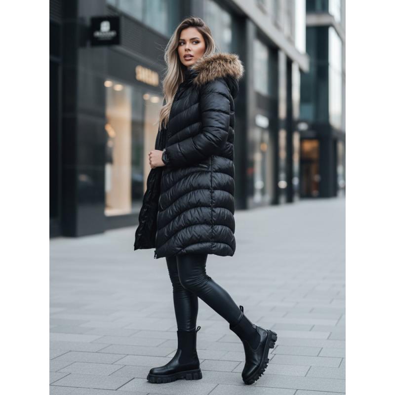 Női téli kabát GLAMOUR FUSION, fekete