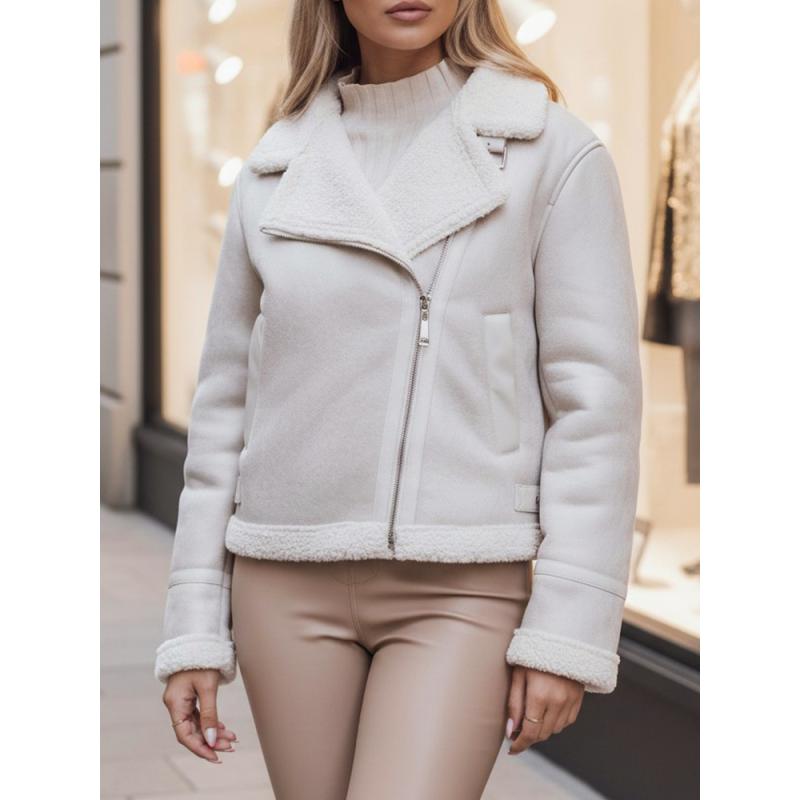 Női szarvasbőr dzseki SOFTSTILL szőrme szegéllyel, fehér