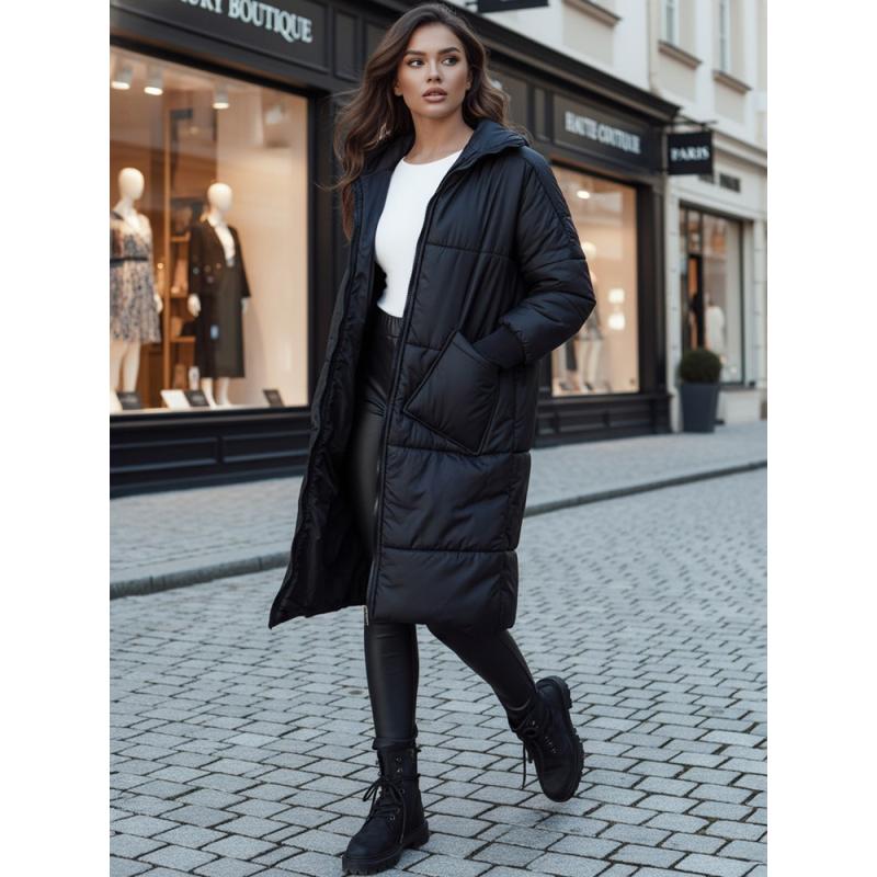 Női oversized steppelt kabát NADIA, fekete