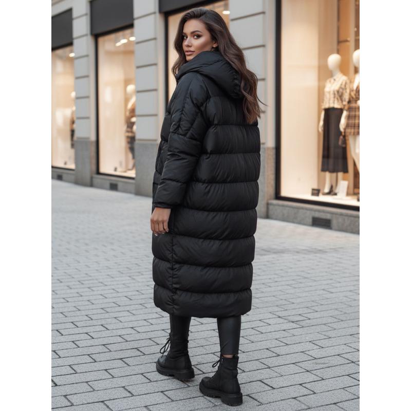 Női oversized téli kabát kapucnival ANNIKA, fekete