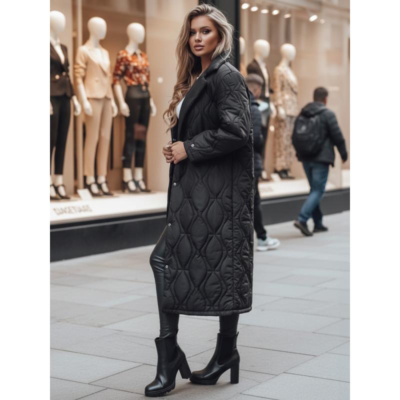 Dámska prešívaná dlhá bunda TRENDIFY čierna