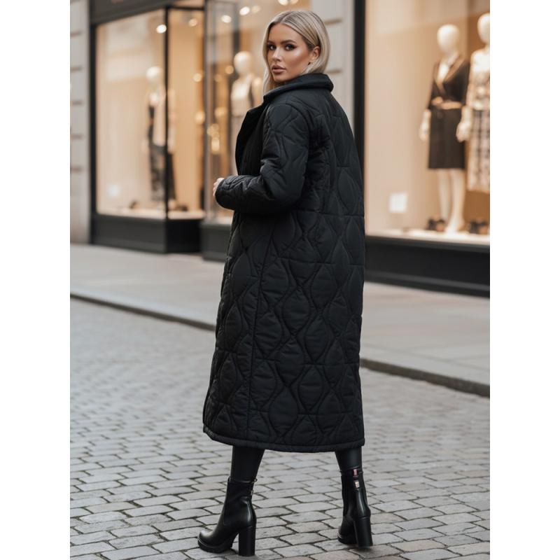 Dámska prešívaná dlhá bunda TRENDIFY čierna