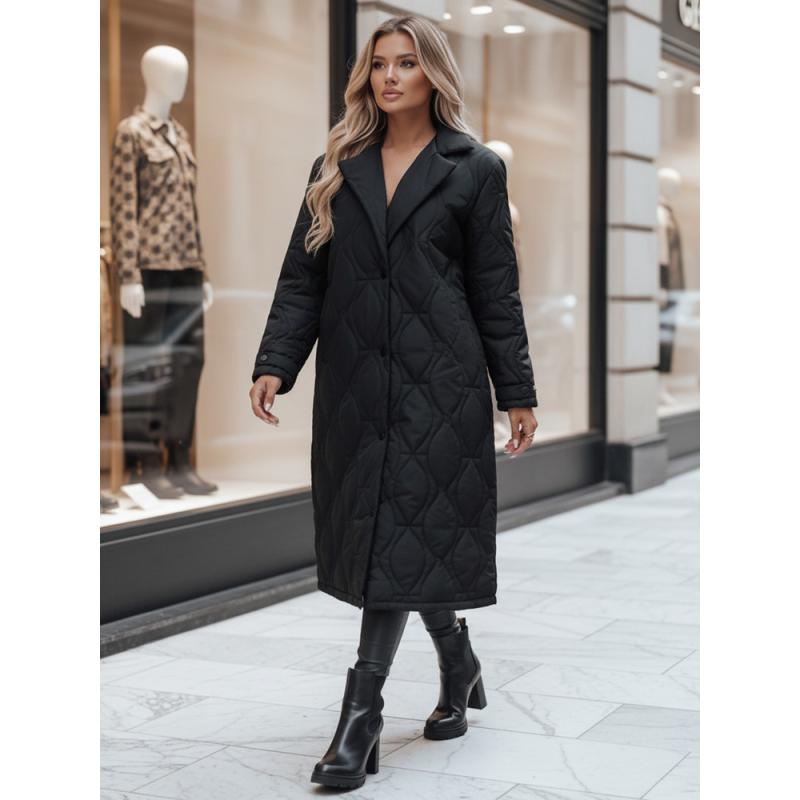 Dámska prešívaná dlhá bunda TRENDIFY čierna