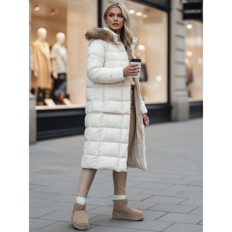 Dámska zimná prešívaná bunda s kapucňou CROMBILA biela