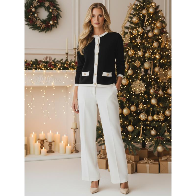 Dámský svetr na knoflíky černý CHICLINE