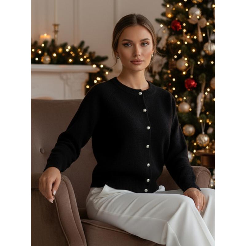 Dámský svetr se zapínáním, SELINA, černý