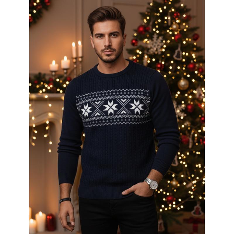 Férfi sötétkék pulóver