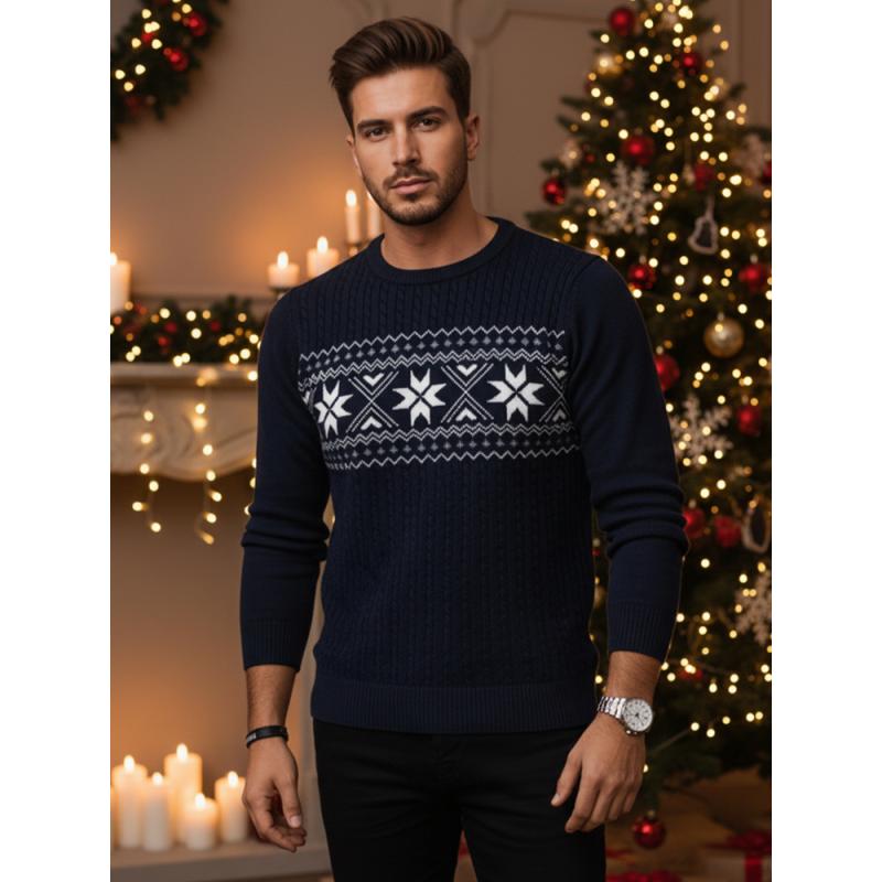 Férfi sötétkék pulóver