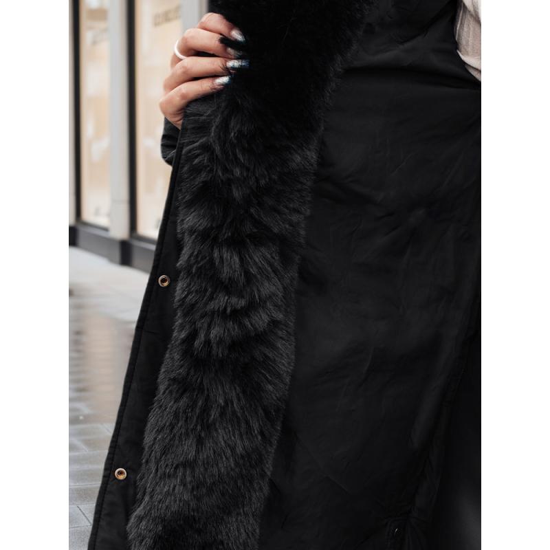 Dámská zimní bunda MORISIO dlouhá prošívaná s kapucí černá