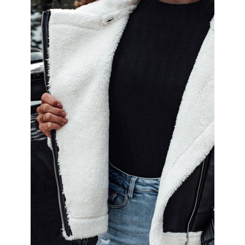 Dámská zimní kožená bunda BELLCIAO černá a béžová