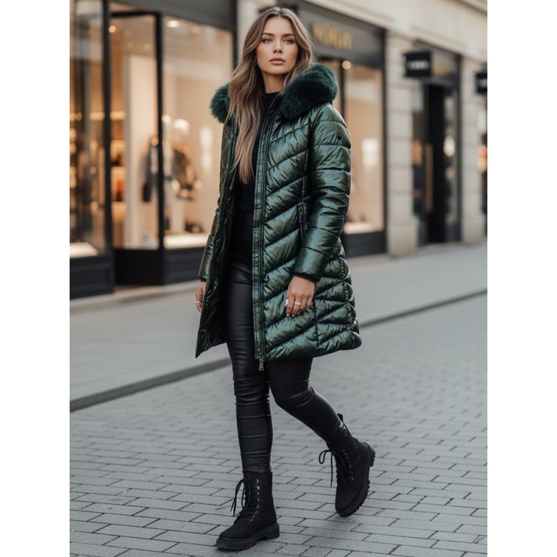 Női téli steppelt kabát BELLATRIX, zöld