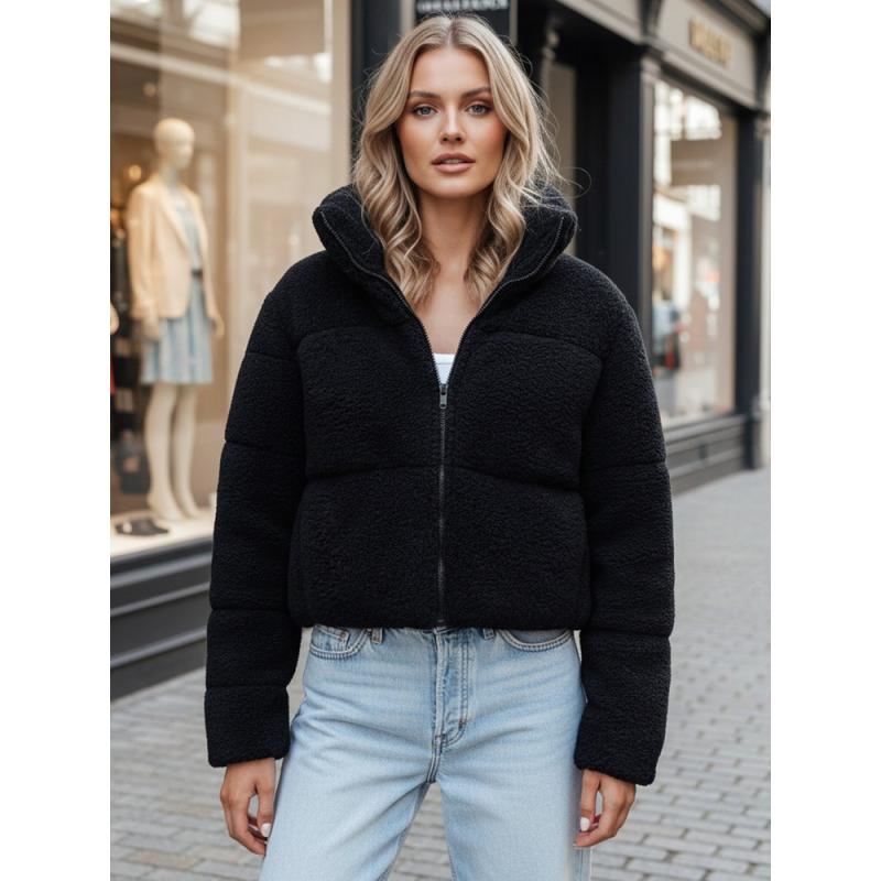 Dámská zimní krátká bunda alpaka CELESTIAL černá