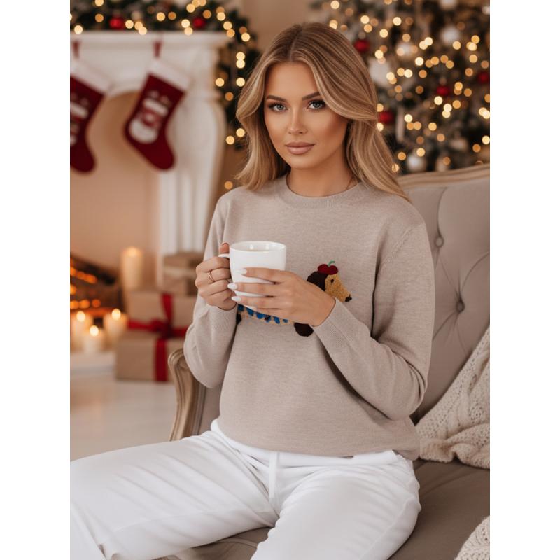 Dámska mikina s aplikáciou psa CHICPAWS, béžová