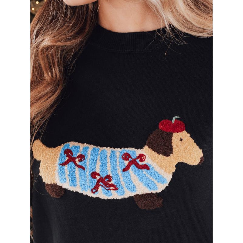 Dámský svetr s aplikací psa CHICPAWS černý