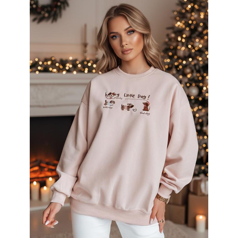 Dámská mikina oversize s jezevčíky JAMNIKOVE růžová