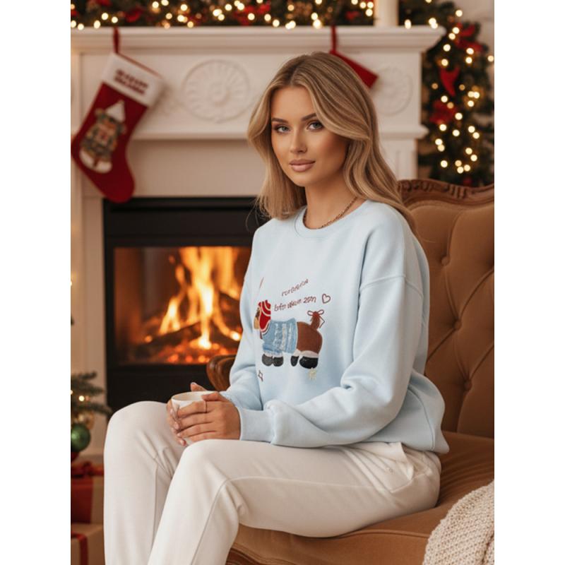 Dámská mikina oversize s výšivkou DOGSWEETY modrá