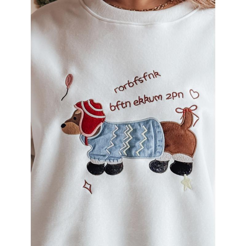 Dámská mikina oversize s výšivkou DOGSWEETY bílá