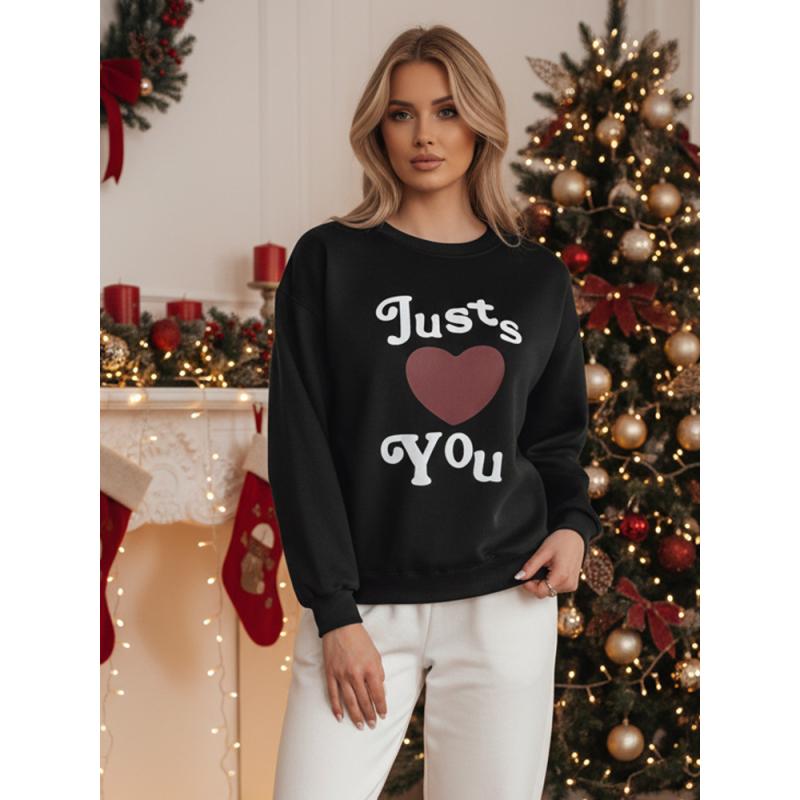 Dámská oversize mikina s potiskem JUST LOVE YOU černá