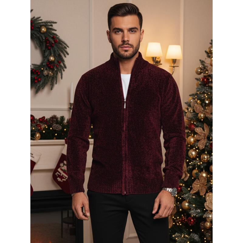 Pánský svetr s rozepínáním bordó