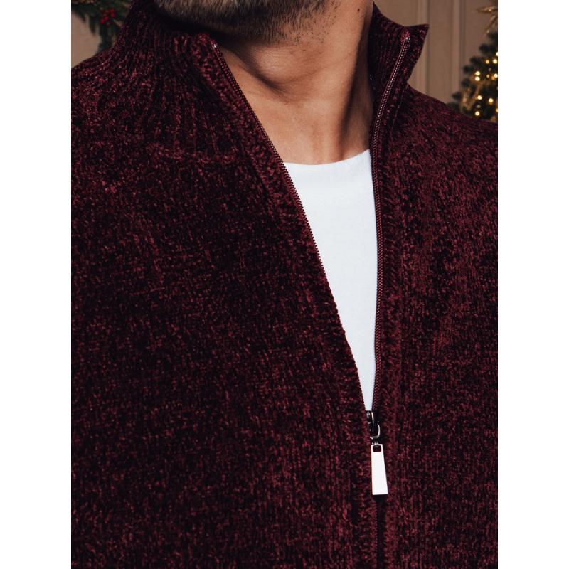 Pánský svetr s rozepínáním bordó