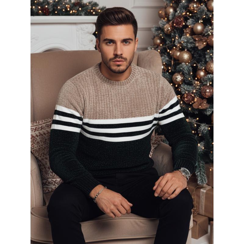 Férfi zöld csíkos pulóver