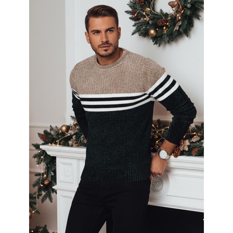 Férfi zöld csíkos pulóver