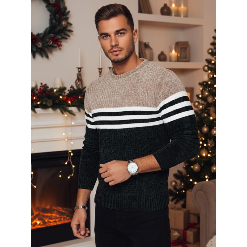 Férfi zöld csíkos pulóver