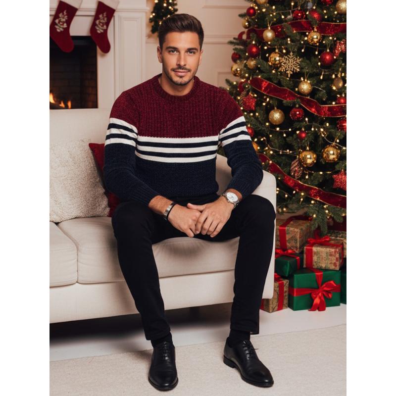 Pánský svetr pruhovaný tmavě modrý