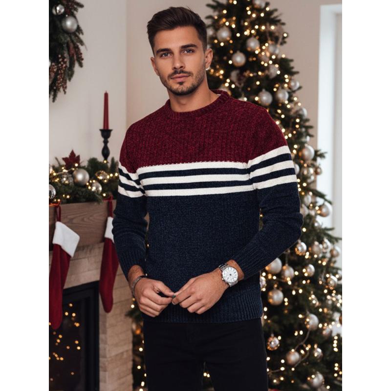 Pánský svetr pruhovaný tmavě modrý