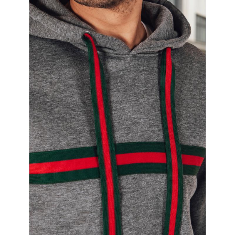 Férfi kapucnis pulóver, sötét szürke