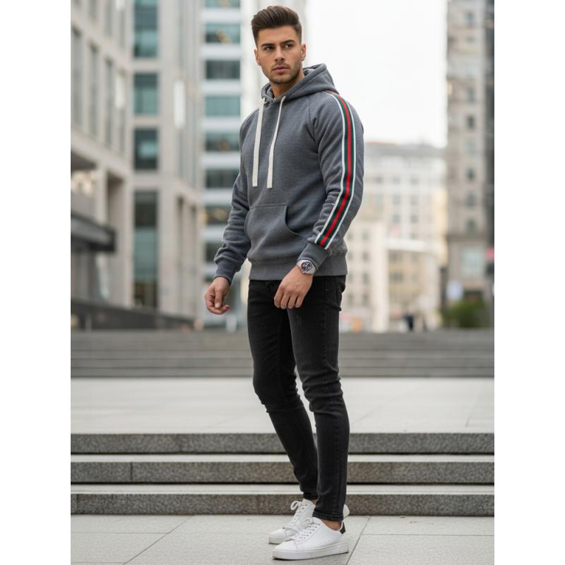 Pánská mikina s kapucí šedá