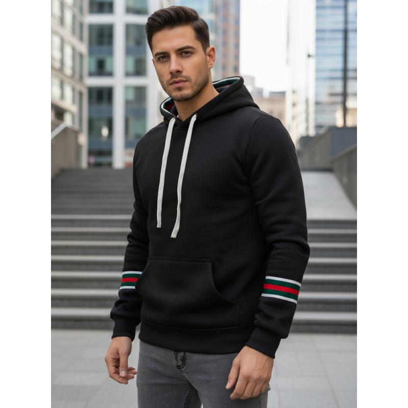 Pánska čierna mikina s kapucňou