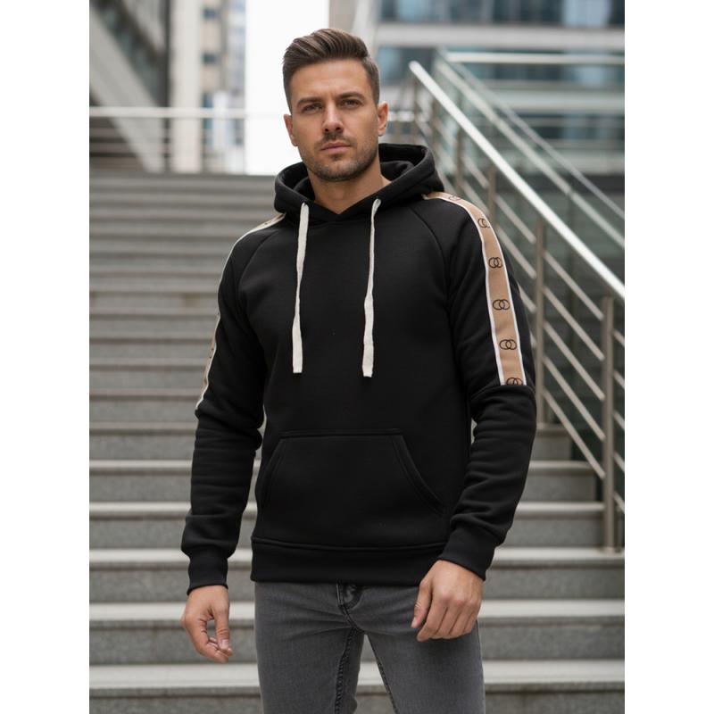 Pánska čierna mikina s kapucňou