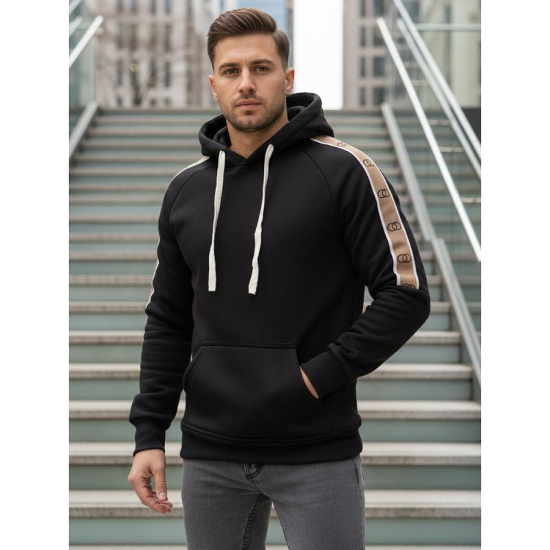 Pánska čierna mikina s kapucňou