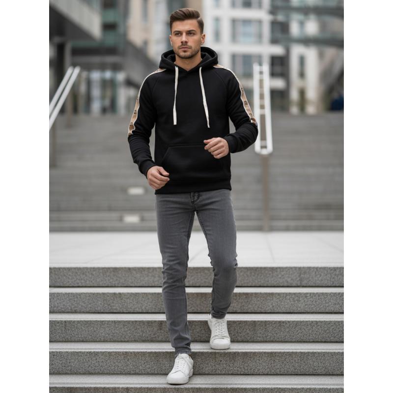 Pánska čierna mikina s kapucňou