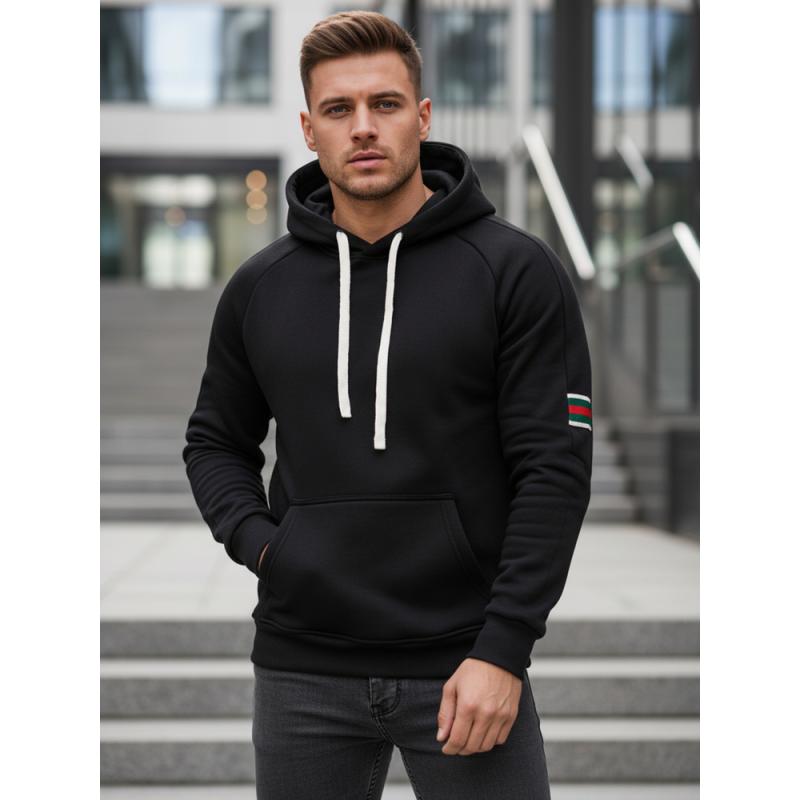 Pánska čierna mikina s kapucňou
