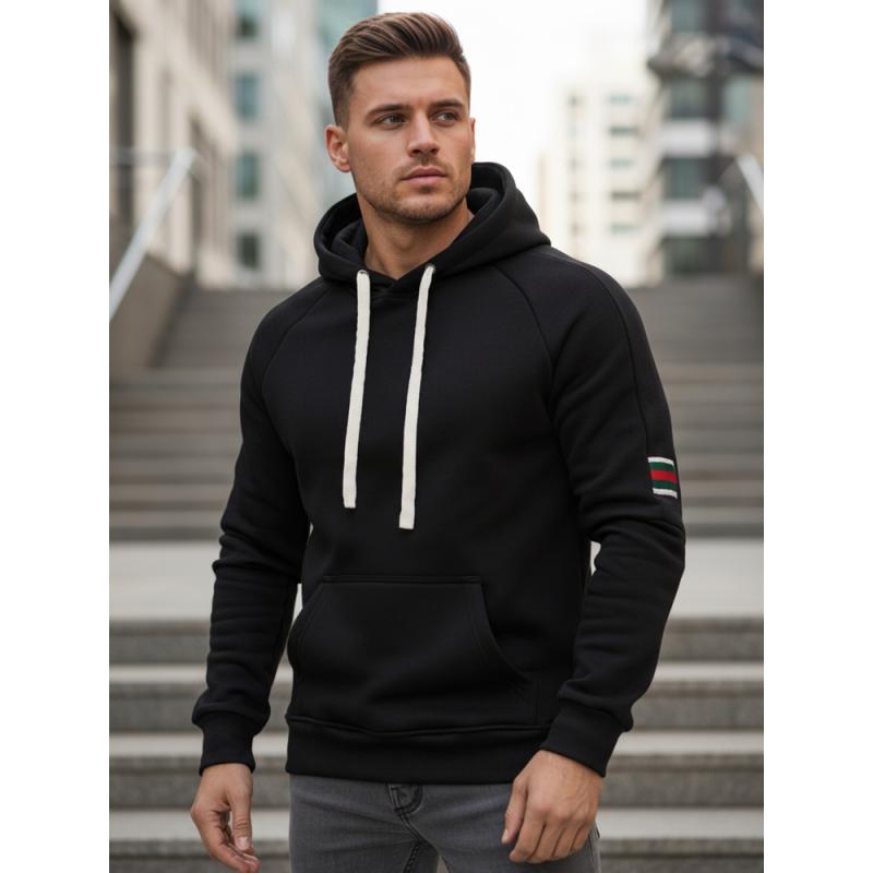 Pánska čierna mikina s kapucňou