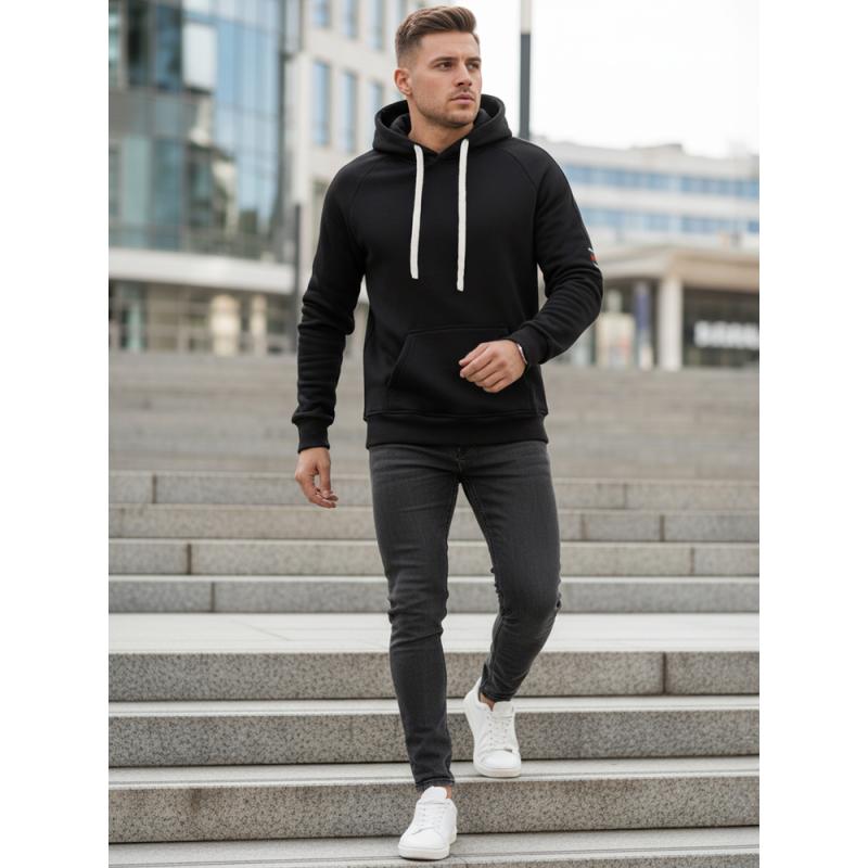 Pánska čierna mikina s kapucňou