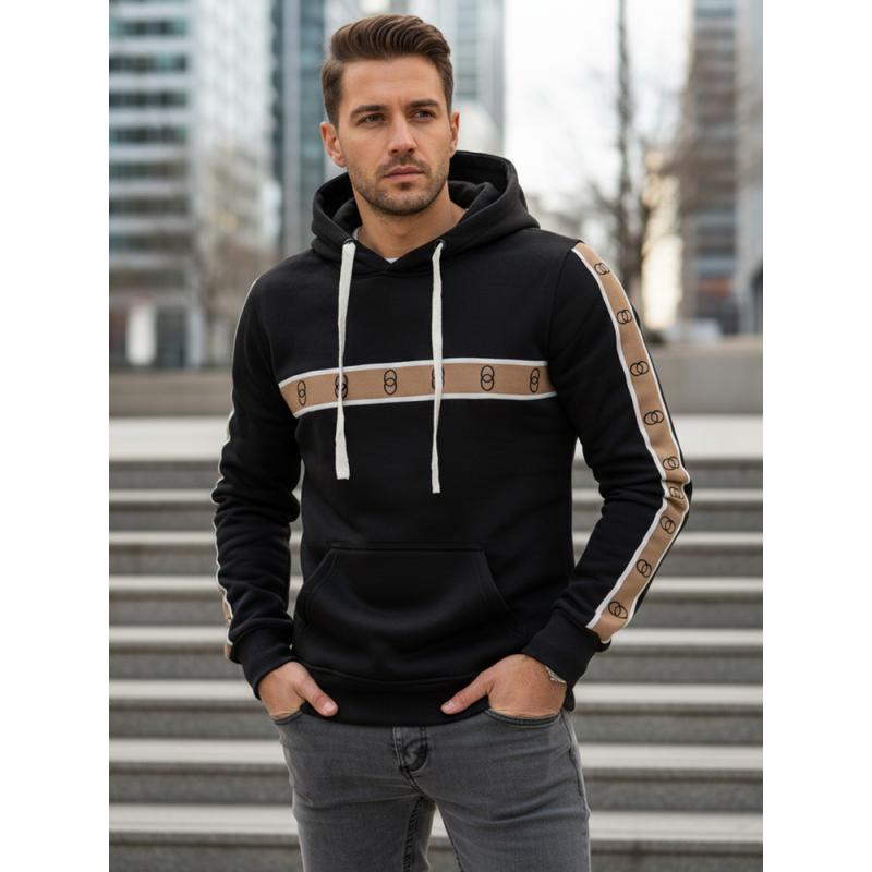 Pánska čierna mikina s kapucňou