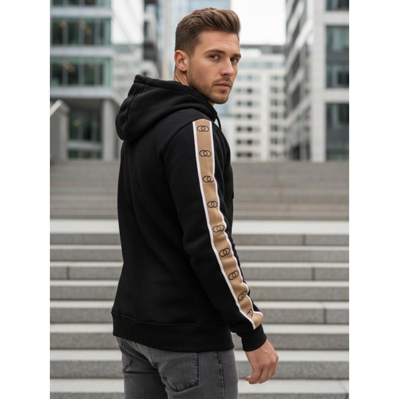 Pánska čierna mikina s kapucňou