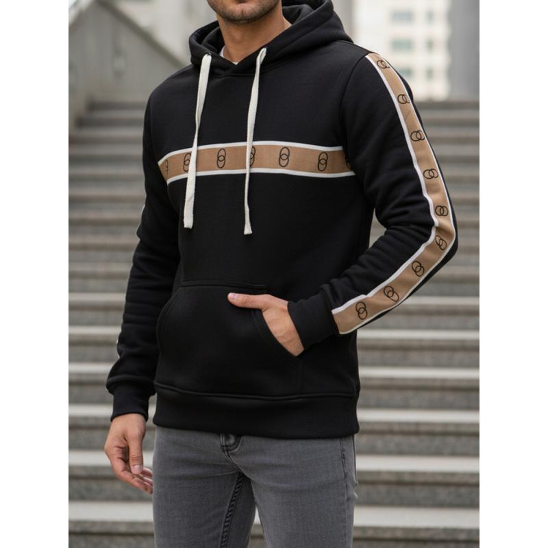 Pánska čierna mikina s kapucňou